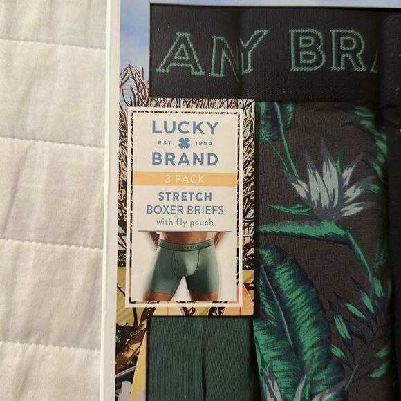 Lucky Brand S 3 pack Stretch SuperSoft Boxer Briefs Tropical Green Teal Navy - Picture 3 of 9